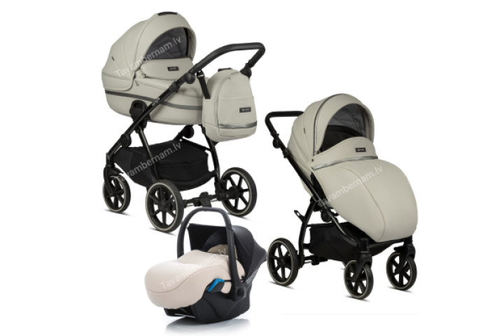 Tutis Uno 3 plus Leather 3-1 168 Black Sesame bērnu rati trīs vienā (eko-āda)